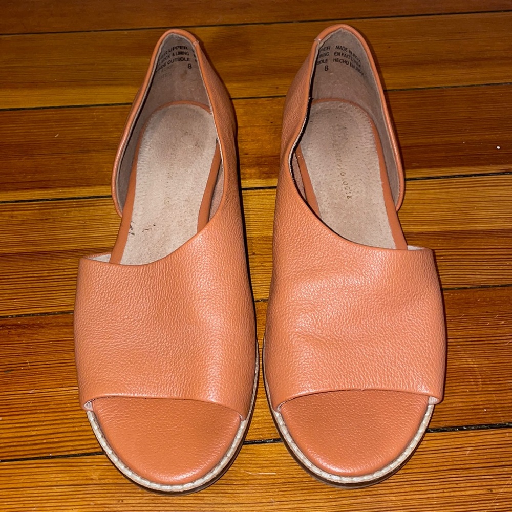 Anthropologie Open-Toed Leather Flats